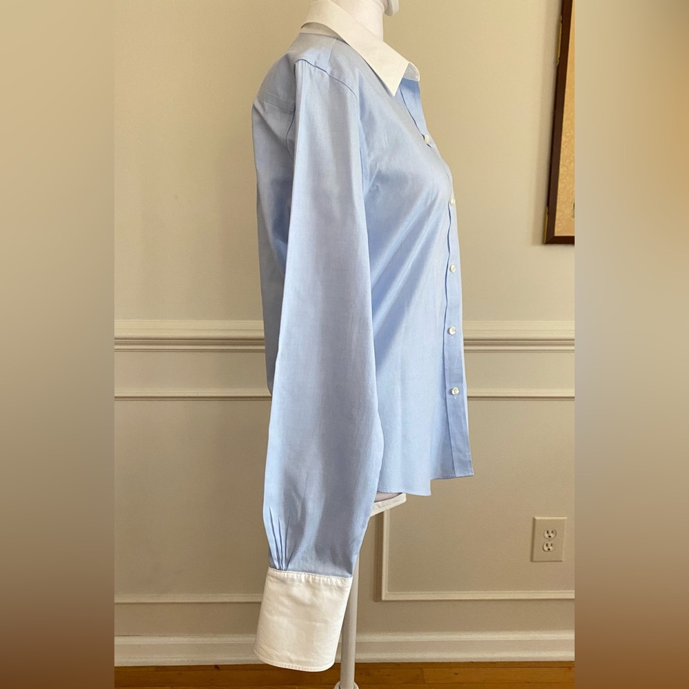 Brooks Brothers Blue White Contrast Collar French Cuff Button Down Shirt sz8 - Picture 3 of 13